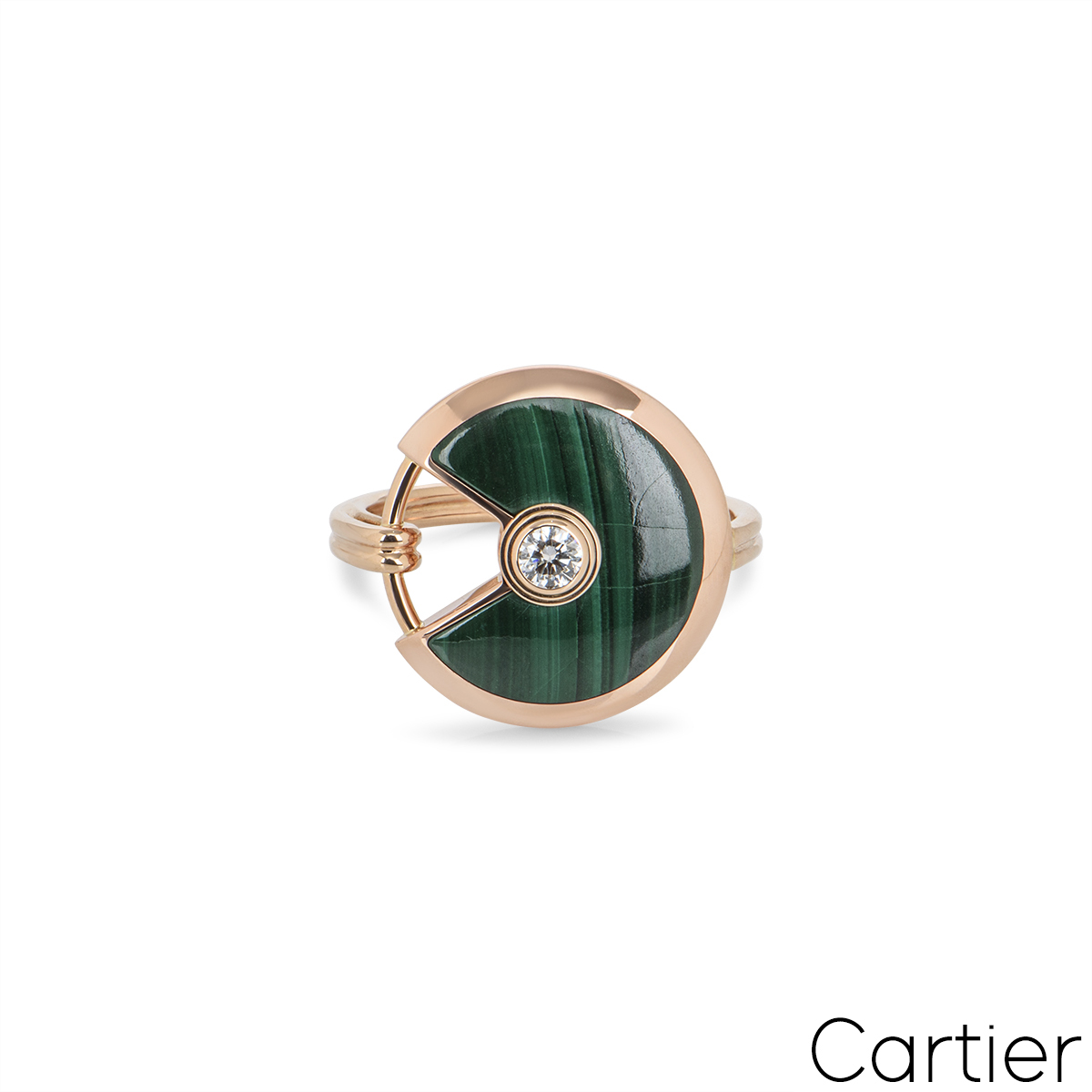Cartier Rose Gold Malachite Amulette De Cartier Ring